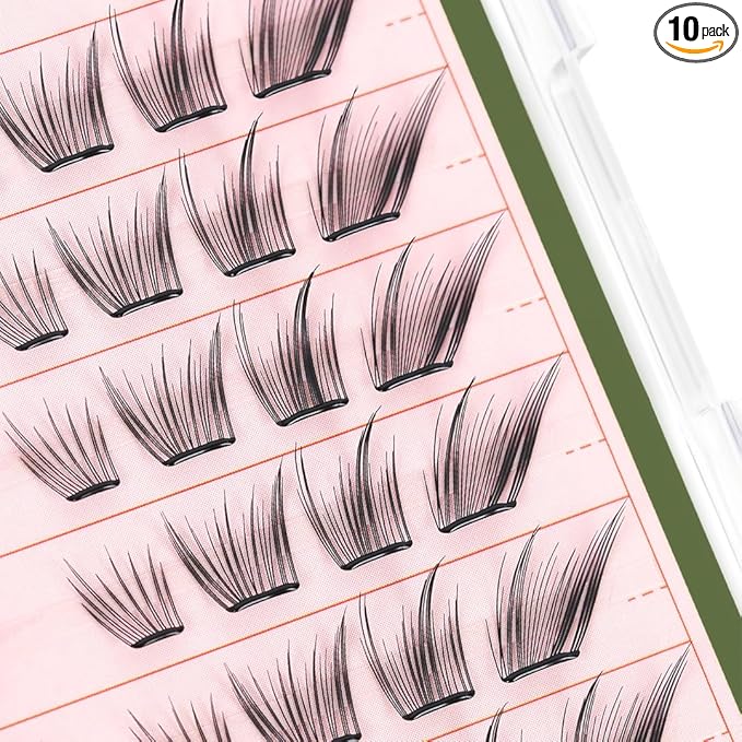 CORINGCO Toktok Hara Light Self Adhesive False Eyelashes, Natural Look, No Glue Needed, Assorted Set of 9/10/11mm, Reusable Lash Clusters Kbeauty (Cats)