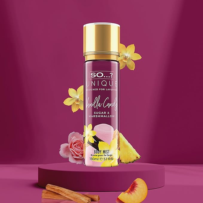 So...? Unique Vanilla Candy Body Mist - Delightful Perfume for Women - Sweet, Fruity Vanilla Perfume with Peach and Rose - Gifts for Women - 5.1 oz