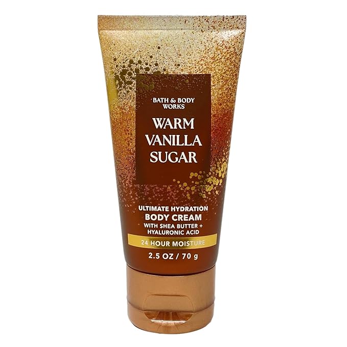Bath & Body Works Warm Vanilla Sugar Mini Body Cream and Fragrance Mist Duo Set with a Natural Oats Sample Soap - Travel Size