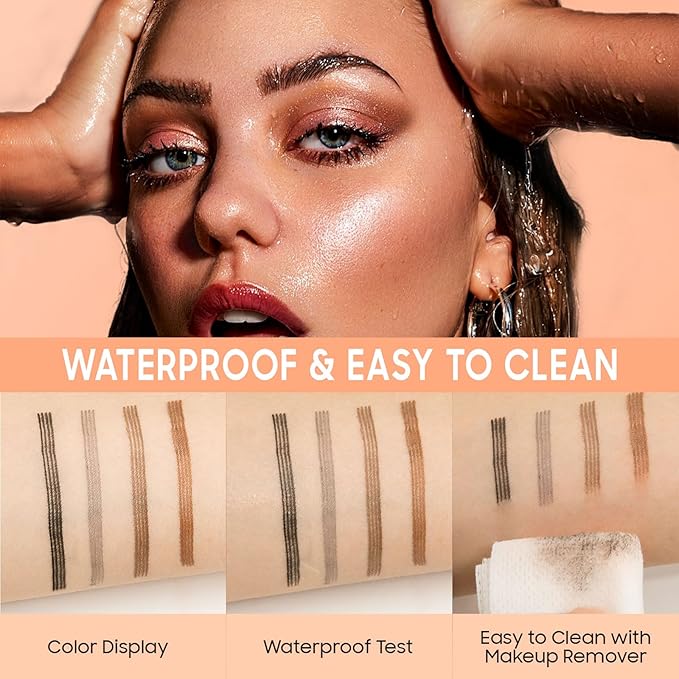 Eyebrow Pen - 2026 New Upgraded 4D Liquid Eye Brow Microblading Pencil With Micro 4 Point Lift & Brow Pen Snatch, Long-Lasting Waterproof, Gifts for Women (2 PCS Light Brown)