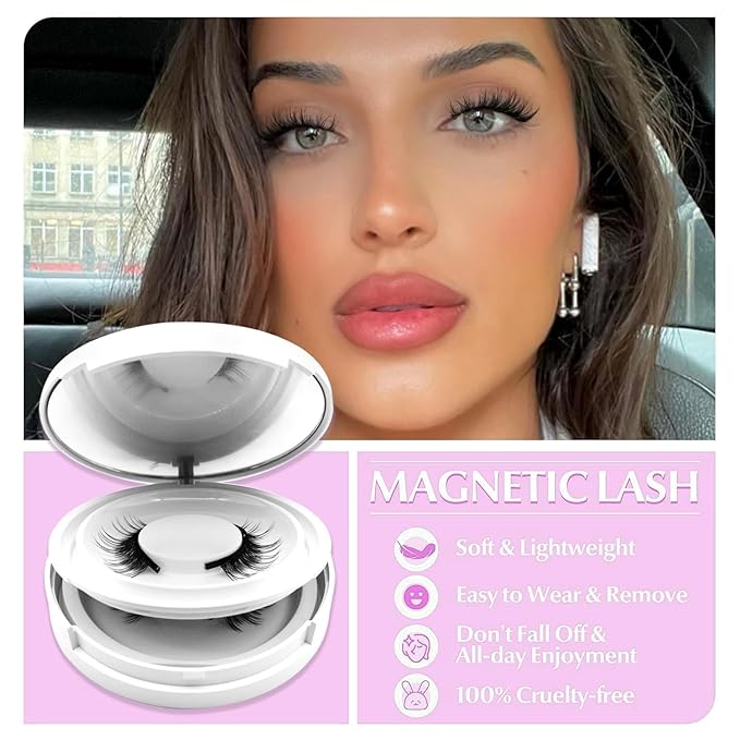 Meylora Magnetic Eyelashes with Applicator Natural Look, Reusable Eyelashes Magnetic Lashes, No Glue Needed Wispy False Lashes Kit Easy to Wear and Remove (Camellia+Devil+Natural)