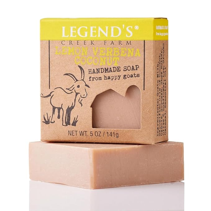 Legend's Creek Farm Goat Milk Soap, Moisturizing Cleansing Bar for Hands and Body, Creamy Lather and Nourishing, Gentle For Sensitive Skin (Lemon Verbana Coconut, Pack of 1)
