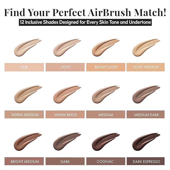 MagicMinerals AirBrush Foundation by Jerome Alexander – 2pc Set with Airbrush Foundation and Kabuki Brush - Spray Makeup with Anti-aging Ingredients for Smooth Radiant Skin - Dark Espresso