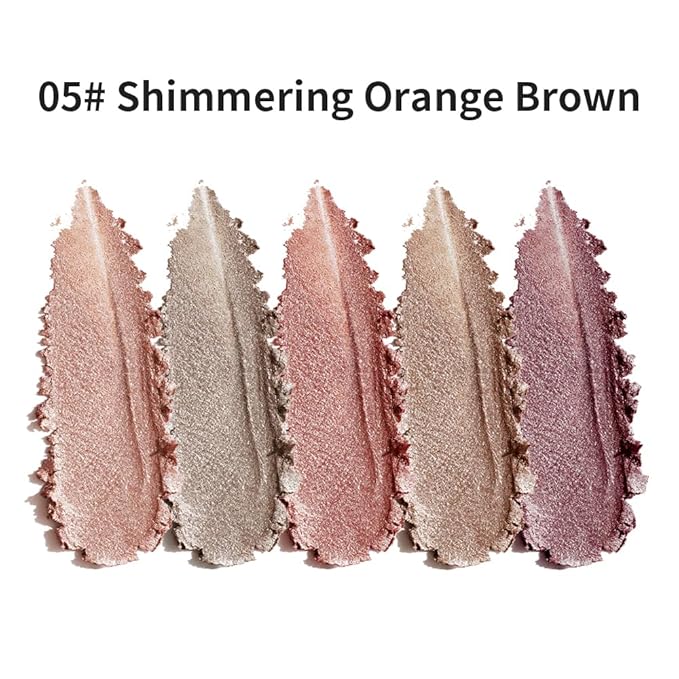 Champagne Glitter Multi Shimmer Eyeshadow, 5 Color Highly Pigmented Blendable Soft Eye Shadow Palette Makeup for Older Women, Long Lasting Mini Travel Size, Suitable for Mature Skin 05#