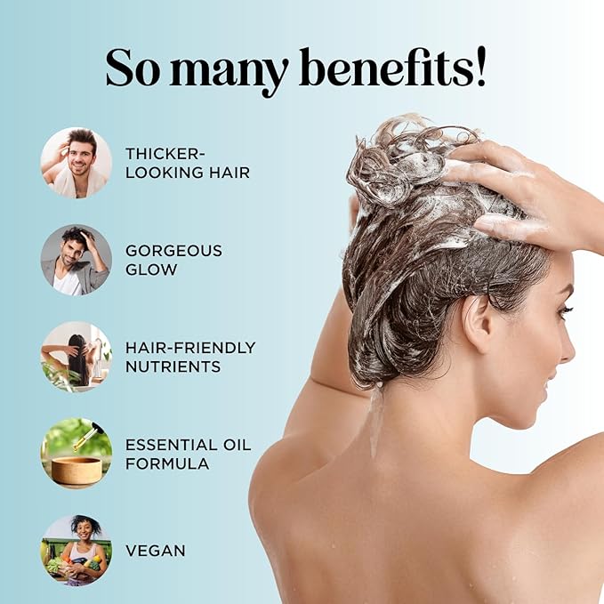 Volumizing Biotin Shampoo for Thinning Hair - Invigorating Peppermint Shampoo for Fine Hair with Argan Coconut and Olive Oils - Vegan & Color Safe - Paraben Silicone & Sulfate Free (25 Fl Oz)