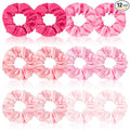Satin Scrunchies Set of 12 - Elastic Silk Bubble for Girls, Pink Hair Accessories and Valentine's Day Gifts