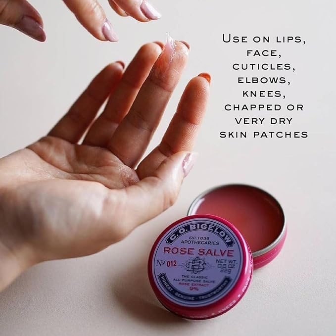 C.O. Bigelow Assorted Salve Tins, Pack of 3 Lip Balm Tins, Rose, Lavender, and Sakura Rose All Purpose Salve for Lips, Cuticles, Hands & Dry Skin, Lip Balm Set, 0.8 oz