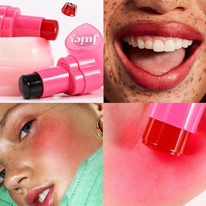 3-In-1 Multi-Use Blush Cream Blush Stick for Eyes, Cheeks & Lips, Hydrating & Bouncy Jelly Texture, Blends Perfect, Long Lasting Waterproof (05, s)