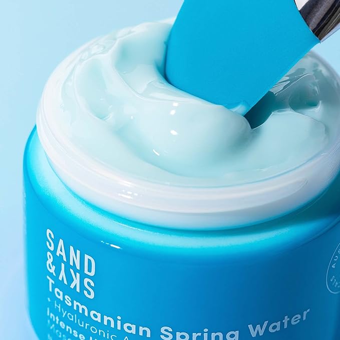 Sand & Sky Face Mask Hydrating Skincare with Hyaluronic Acid - Tasmanian Spring Water Intense Hydration Facial Mask, Skin Barrier Repair, Soothes Redness, Anti Aging Sleeping Mask, Australian Beauty