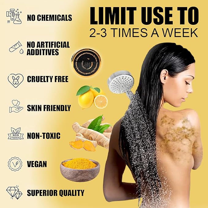 Foaming Body Scrub, Exfoliating Turmeric Scrub and Skin Exfoliator for Dark Spots, Turmeric Body Scrub for All Skin Types, Gently Exfoliates Face, Body Hands & Foot, Moisturized Skincare, 9.87oz/280g