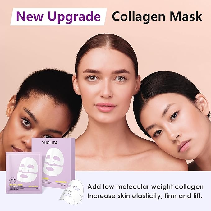 Deep Collagen Jelly Gel Face Mask,Bio-Collagen Facial Mask for Glass Glow Skin,Hydrating Hydrogel sheet Overnight Mask, low molecular weight collagen for lifting, firming, and moisturizing