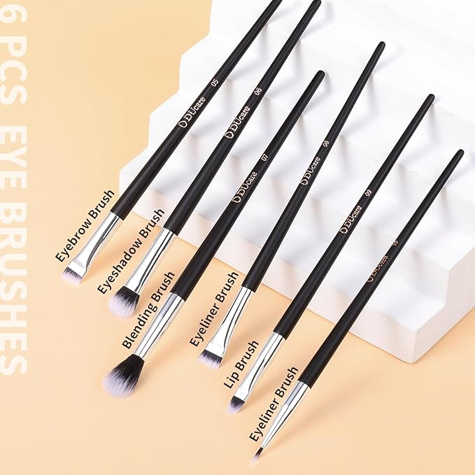 DUcare Travel Makeup Brushes with Case 10Pcs Makeup Brush set Premium Synthetic Kabuki Foundation Blending Brush Face Powder Blush Concealers Eye Shadows with bag