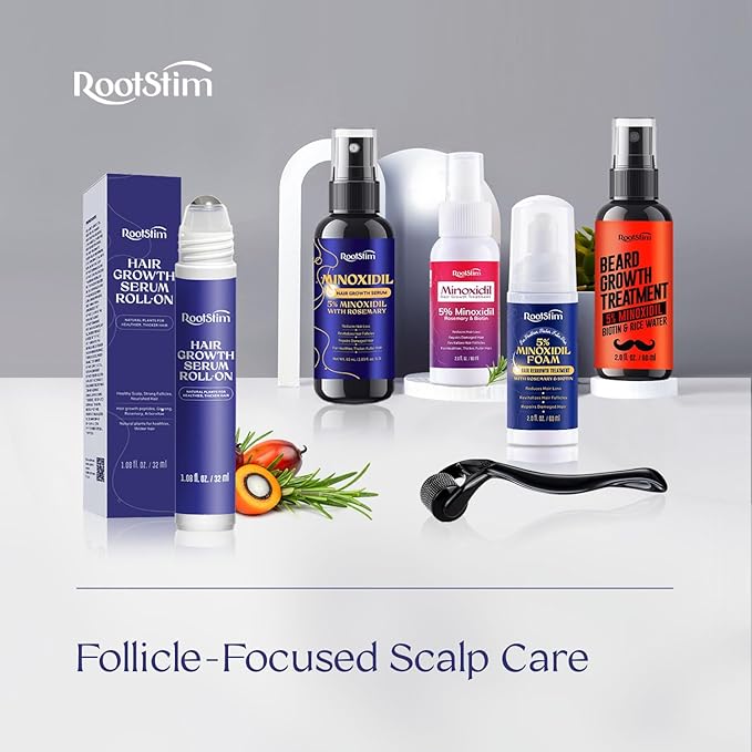 Hair Growth Serum Roll On with Rosemary, Caffeine & Biotin, Helps Support Fuller-Looking Hair, Clean Non-Greasy Scalp Serum for Thinning Hair 2-pack, 2.16 Fl Oz