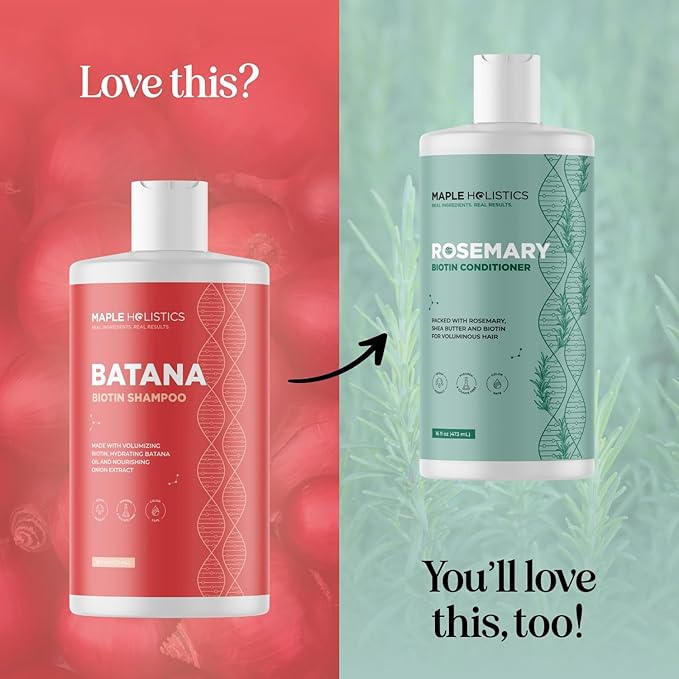 Biotin & Batana Oil Shampoo for Thinning Hair - Volumizing Shampoo for Fine Hair with Onion B Vitamins Rosemary Argan & Tea Tree Oils - Paraben Silicone and Sulfate Free Vegan Formula (16 Fl Oz)