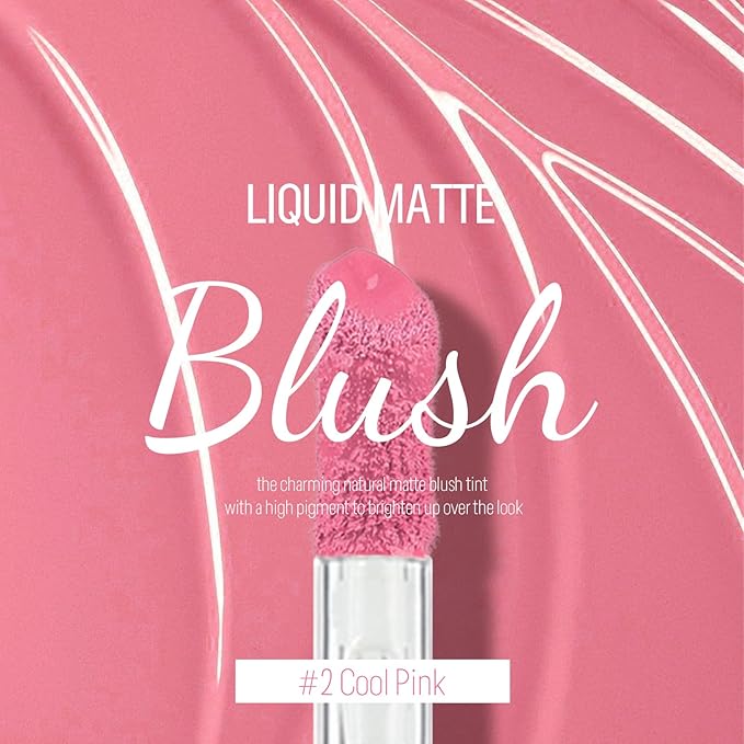 KYDA Liquid Blush, Matte Tinted for Cheeks, Lasting Dewy Cheek, Soft Creamy Blush, Blendable Lightweight, Buildable Matte Coverage, Cool Pink