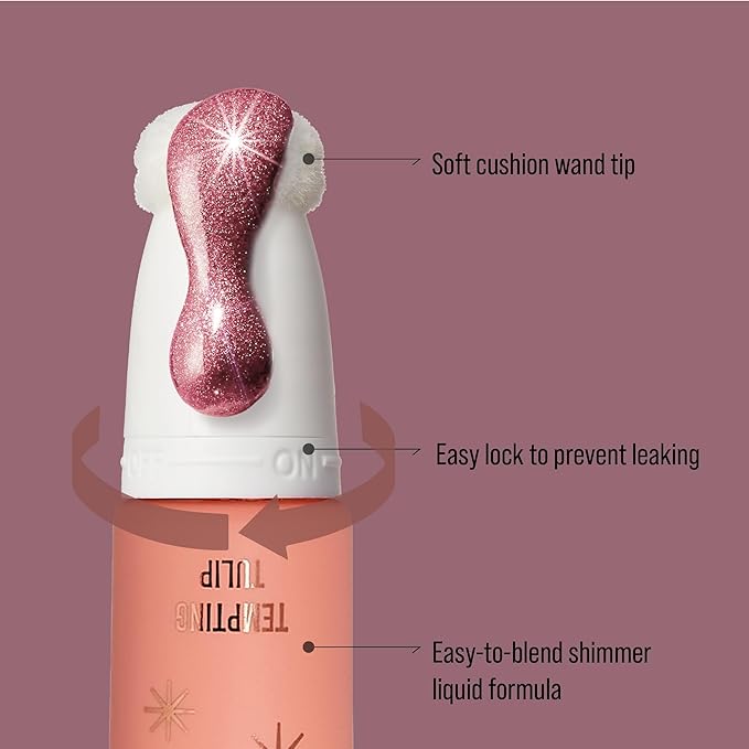Kiss New York Professional Pearl Liquid Blush Beauty Wand, High Pigment Glow for Cheek, Eye & Lip, Non-Greasy Hydration Lightweight with Sponge-Tip Applicator (Tempting Tulip)