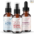Eva Naturals Anti-Aging Serum Set – Vitamin C, Retinol & Hyaluronic Acid Serums for Face, Hydrating Bundle for Skin, Fine Lines, Wrinkles, Collagen, Firming, Plumping, Radiance & Youthful Hydration