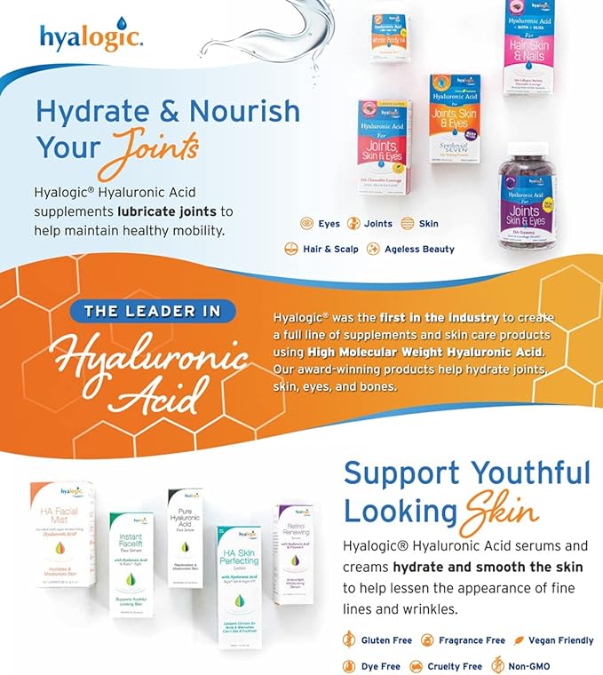 Hyalogic HA Collagen Serum - Triple Boost Face for Skin Care - Peptides for Face, Youthful Firmness & Elasticity Boost, Fragrance & Paraben Free Marine 0.47 FL OZ