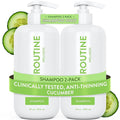 Routine Wellness Anti-Thinning Shampoo for Thinning Hair - Biotin DHT Blocker Women & Men - Color Safe Shampoo for Hair Loss & Healthy Hair - Cucumber (Pack of 2)
