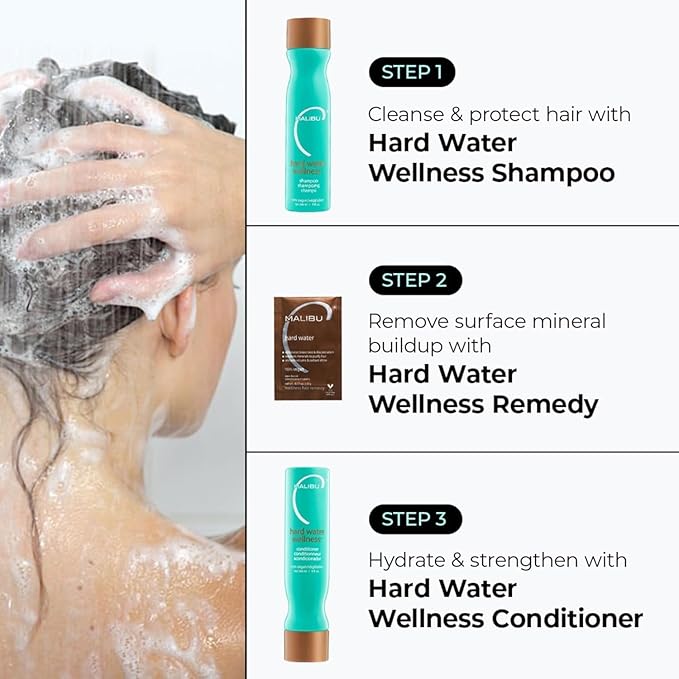 Malibu C Hard Water Hair Clarifying Shampoo - Travel Size Sulfate Free Chelating Formula for Build Up & Scalp Detox - Removes Minerals, Prevents Discoloration, Restores Shine - Vegan Hair Care, 3.4oz