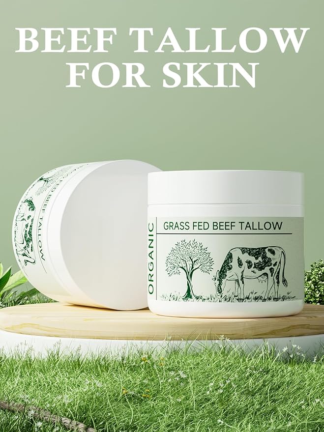 Beef Tallow, Beef Tallow for Skin, Tallow Face Moisturizer, 2 Packs Unscented Beef Tallow Blam Grass Fed Whipped Tallow Face Cream Nourishing Soothing Moisturizer Body Lotion Skin Care