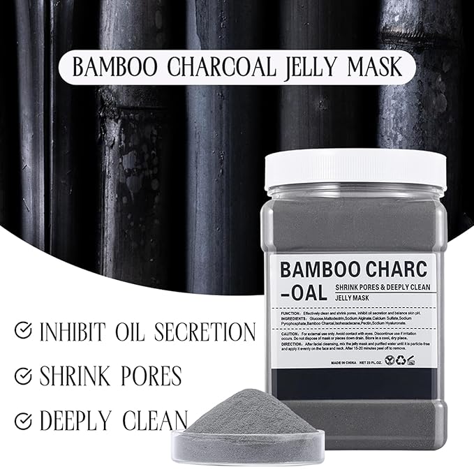 Jelly Masks for Facials Professional,Jelly Face Mask Skincare Hydrating,Jelly Masks Powder for Face Moisturizing,Smoothing,Deep Cleaning,Oil Contral,for All the Skin 23 Fl Oz(Bamboo Charcoal)
