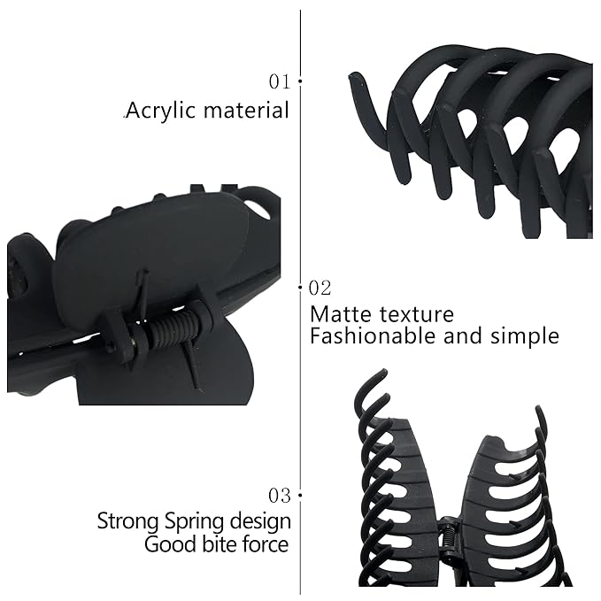 OWIIZI Big White Claw Clips 4.3″ Matte Large Hair Claw Clips Non-Slip Ponytail Jaw Barrette Strong Hold Banana Jumbo Hair Clips for Women Long Thick Hair(Single piece)