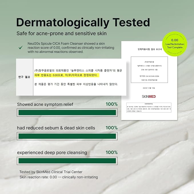 Spicule CICA Foam Cleanser, 3.38 fl oz/100ml | Hydrating Korean Face Wash with Centella Asiatica, Hyaluronic Acid & Tea Tree, Gentle Daily Cleanser for Sensitive & Acne-Prone Skin