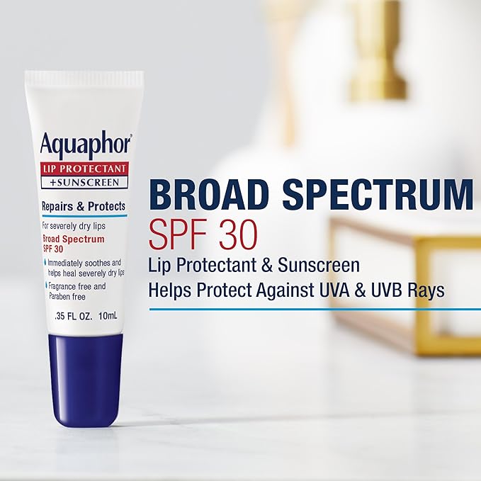 Aquaphor Lip Balm, Lip Repair, SPF 30 | Lip Protectant | 0.35 Oz Tube | Pack of 2