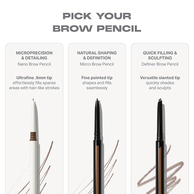 Morphe Nano Brow Pencil - Ultrafine Eyebrow Pencil for Hairlike Strokes - Precision Eye Makeup with Spoolie Brush for Natural Definition and Long-Lasting Wear - Latte (0.001 oz)