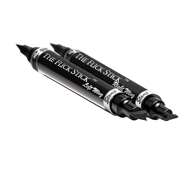 The Flick Stick Winged Eyeliner Stamp For Quick and Easy Cat Eye Makeup, SmudgeProof & Waterpoof Eye Liner Cat Eye Stencil Makeup Tool, Wingliner, Liquid Eyeliner Pens (10mm Classic, Midnight Black)