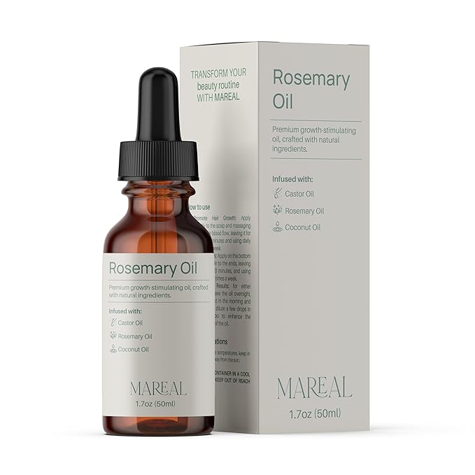 Pure Rosemary Oil for Hair Growth & Scalp Health | Infused with Castor & Coconut Oil | Hair Thickening & Regrowth Treatment for Women & Men | 100% Natural | Up to 2-Month Supply | 1.7 fl oz