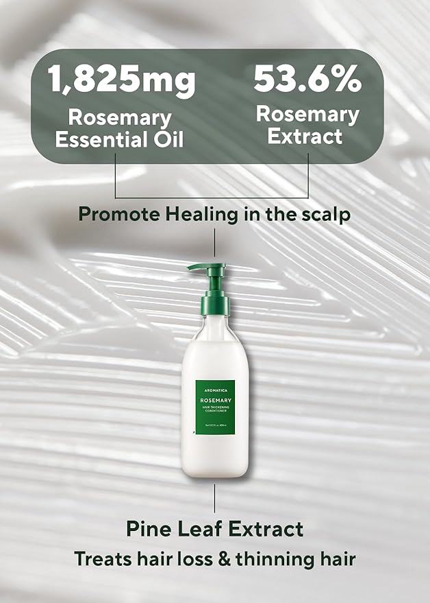 AROMATICA Rosemary Hair Thickening Conditioner, Vegan Hair Conditioner for Damaged Hair and Dry Hair - Moisturizing Conditioner, Silicone-Free (13.53oz/400ml)