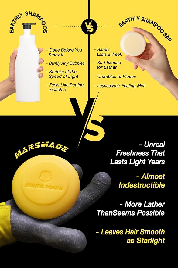 MARS MADE Sea Salt Shampoo Bar 2.0 - Hydrating & Moisturizing Natural Hair Soap for Volume & Scalp Nourishment - Solid Shampoo for All Hair Types (120g, 4.23oz)