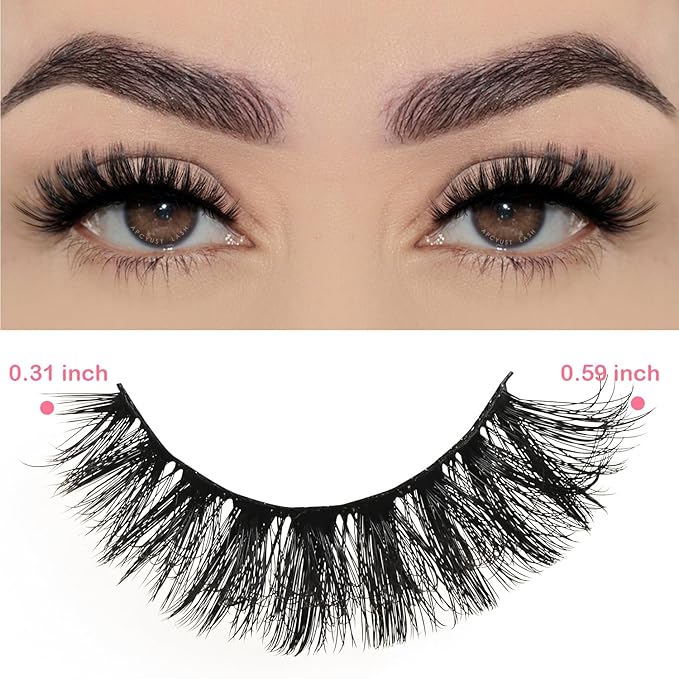 APCYUST Wispy Lashes Bulk 30 Pairs Natural Volume Eyelashes Wholesale Cat Eye Strip Lash Sets Short Thick Fluffy False Mink Eyelash Strips Full Small Fake Pestañas Postizas with Portable Pack