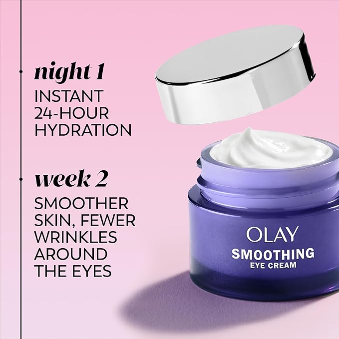 Olay Retinol 24 Night Smoothing Eye Cream, Fragrance-Free Hydrating Under Eye Treatment with Vitamin B3 and Retinol Complex for Fine Lines, Wrinkles, and Smoother Looking Skin, 0.5 Fl Oz