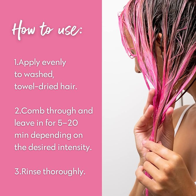 Four Reasons Color Mask INTENSE Pink (27 Colors) - Intensive Toning Treatment - Color Depositing Conditioner – Semi Permanent Hot Pink Hair Dye for Lightened and Colored Hair – 100% Vegan, 6.76 fl oz