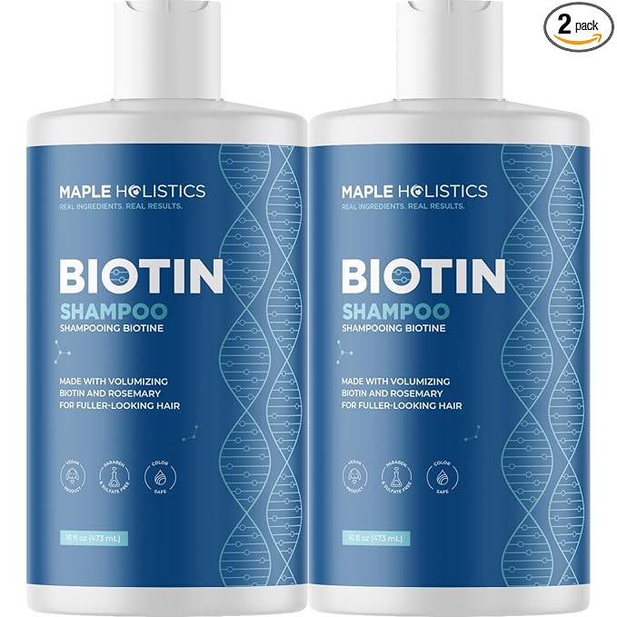 Rosemary and Biotin Shampoo for Thinning Hair - Vegan Volumizing Shampoo for Fine Hair with B Vitamins Argan Oil & Tea Tree Essential Oil - Paraben Silicone and Sulfate Free Vegan Formula (2 Pack)