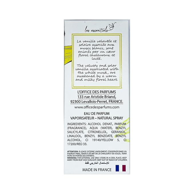 Les Essentiels Vanille EDP Spray - Floral Amber Fragrance - Perfume for Women - Opens with Notes of Jasmine and Ylang Ylang - 2.7 oz