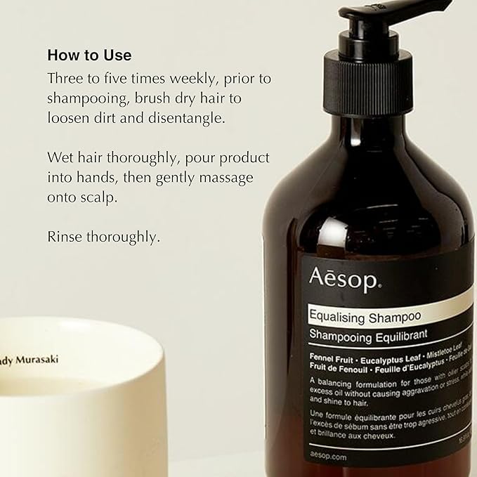 Aesop Equalising Shampoo – Balancing Shampoo for Oily Scalp & Normal Hair | Gentle Clarifying Botanical Formula | Lightweight Daily Hair Cleanser | 16.9 oz / 500 mL