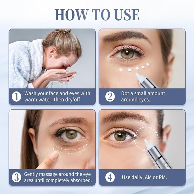 Retinol Under Eye Cream - Anti Aging Eye Cream for Dark Circles, Puffiness, Wrinkles, Reduces Eye Bags, Fine Lines & Crow’s Feet for Women & Men, 0.7 Fl Oz