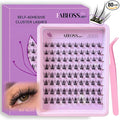 Wispy Self Adhesive Eyelashes 10 12 14mm Self Adhesive Lash Clusters Press On Lashes No Glue Needed Pre-Glued Glueless Lashes No Remover No Residue with Tweezers(Wispies-Natural)