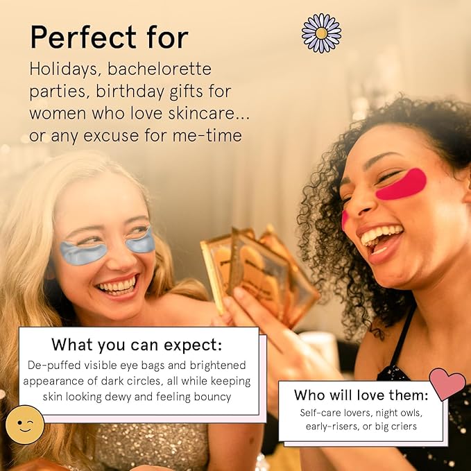grace & stella Award Winning Under Eye Mask - Teen Gifts, Gel Eye Patches for Dark Circles, Puffy Eyes, Wrinkles, Undereye Bags, Travel Gifts for Women - Vegan, Self Care (6 Pairs, Gold)