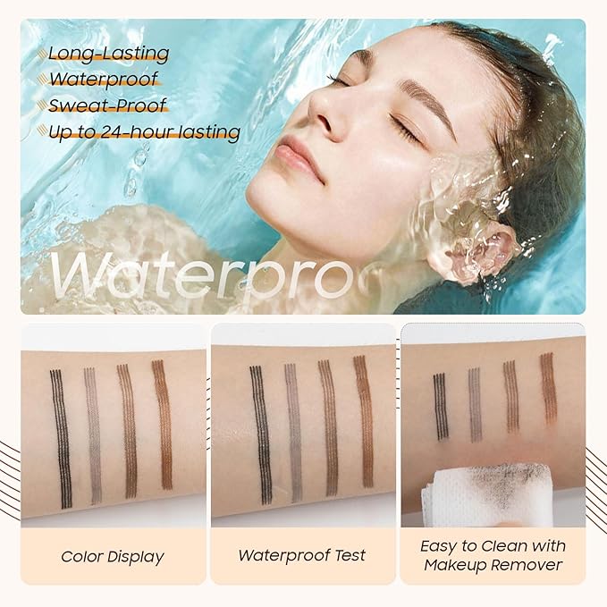 Microblading Eyebrow Pen - Eyebrow Pencils for Women, Long Lasting Waterproof Brow Pencil With Micro-Fork Tip Applicator and Stays on All Day，Gift for Women (Dark Brown)