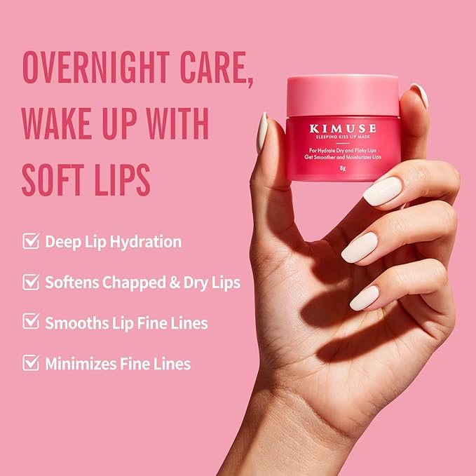 KIMUSE Lip Mask Set, 4PCS Lip Sleeping Mask Overnight Treatment Lip Care Products, Moisturize & Nourish, Cracked Dry Lips, Intense Hydration with Shea Butter (SET)