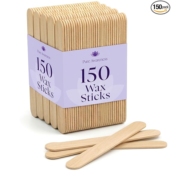 150 Wooden Wax Stick – Applicator Sticks for Hair Removal – Disposable Popsicle & Craft Sticks – Professional Salon & Home Supplies – For Hot Wax, Hard Wax, Stripless & Brazilian Treatments