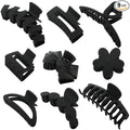 Black Hair Claw Clips, Lightweight Big Strong Hold Nonslip Matte Claw for Thick Hair & Thin Hair & Curly Hair, 90's Vintage Jaw Clips, With Organza Storage Bag