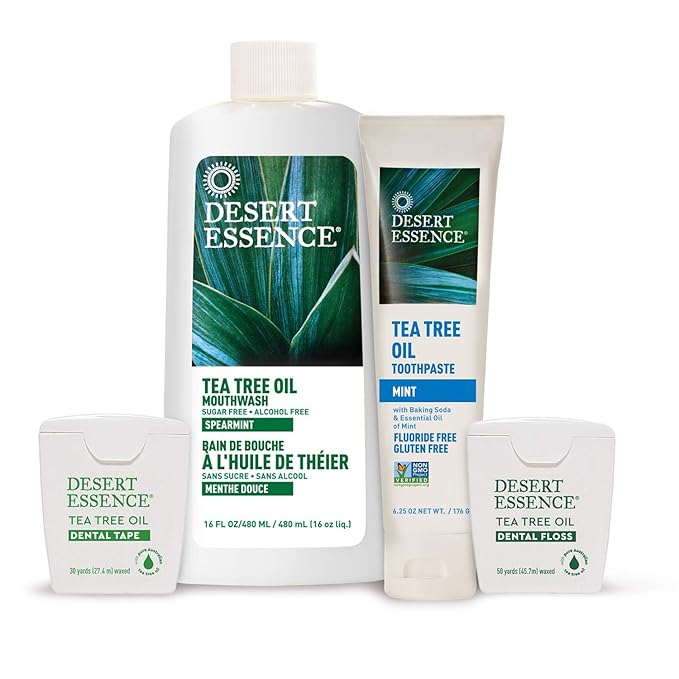 Desert Essence Tea Tree Oil Toothpaste - Mint - 6.25 Oz - Refreshing Taste - Deep Cleans Teeth & Gums - Helps Fight Plaque - Sea Salt - Pure Essential Oil - Baking Soda - Promotes Healthy Mouth