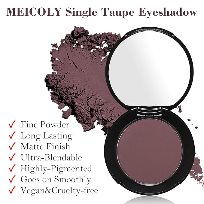 MEICOLY Velvet Plum Single Eyeshadow,Cream Matte Eye Shadow,Pressed Powder Eyeshadow,Matte Shade Eyelid Color Eye Makeup for Women and Girls,High Pigment,Long Wear,Waterproof,Natural,Intense Color