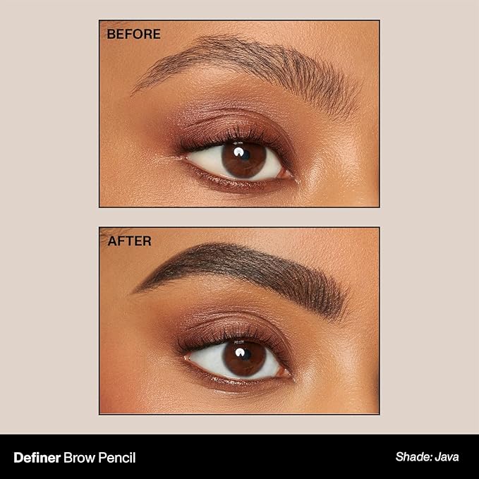 Morphe Definer Dual-Ended Brow Pencil & Spoolie - Eyebrow Pencil with Precision Slanted Tip for Shaping, Defining & Filling - Smooth, No-Tug Formula - Java (0.003 oz)